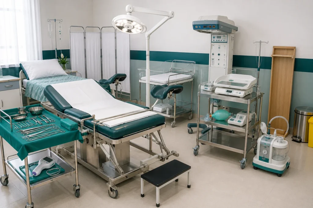 How to start a maternity unit in Kenya - delivery bed, suction machine, foetal doppler and resuscitaire from Ultrascope, Nairobi