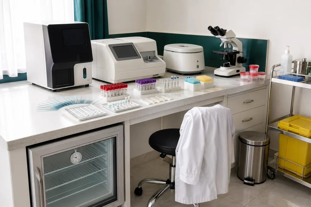 How to start a medical laboratory in Kenya - haematology and chemistry analysers, centrifuge and microscope from Ultrascope, Nairobi