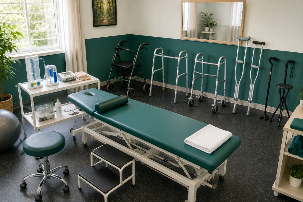 How to start a physiotherapy clinic in Kenya - treatment couch, exercise ball, walking frames and crutches from Ultrascope, Nairobi